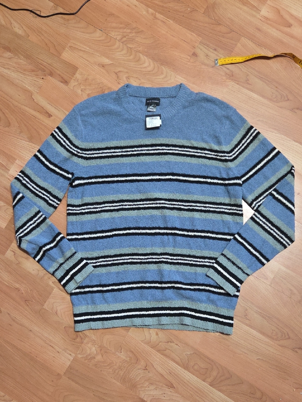 Club Monaco Blue Striped Crewneck Sweater
